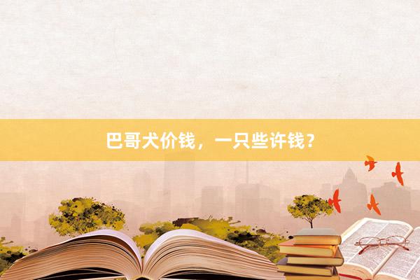 巴哥犬价钱，一只些许钱？